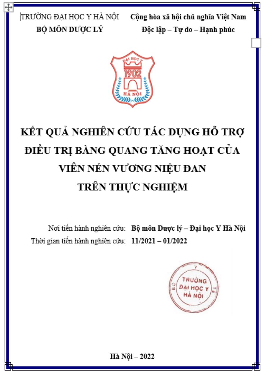 1. Hiệu quả của Vương Niệu Đan đã được Đại học Y Hà Nội chứng minh. Kết quả cho thấy Vương Niệu Đan c? 1