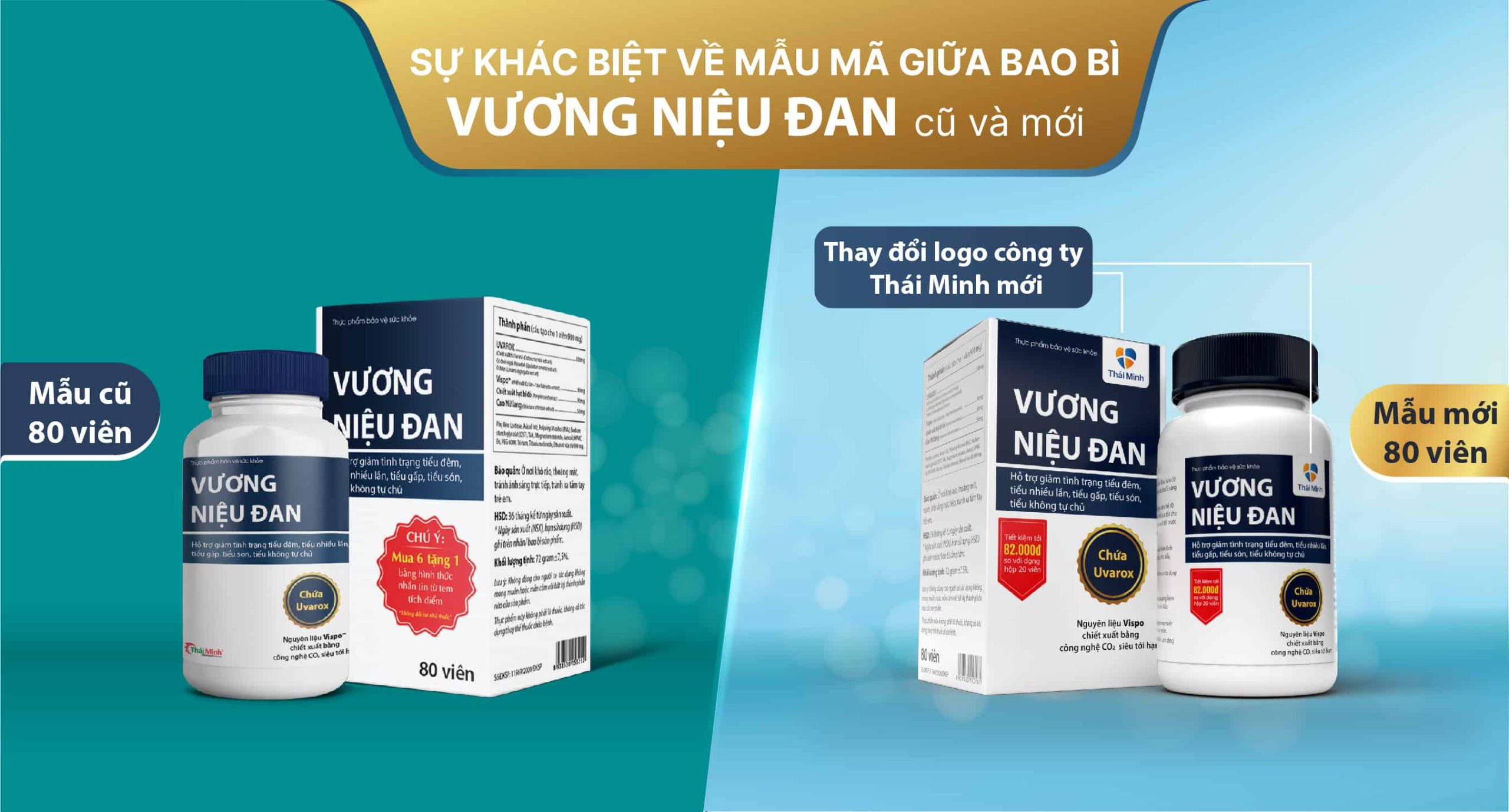 Thông báo thay đổi nhận diện mới trên bao bì Vương Niệu Đan dạng lọ 80 viên và dạng hộp 20 viên 2