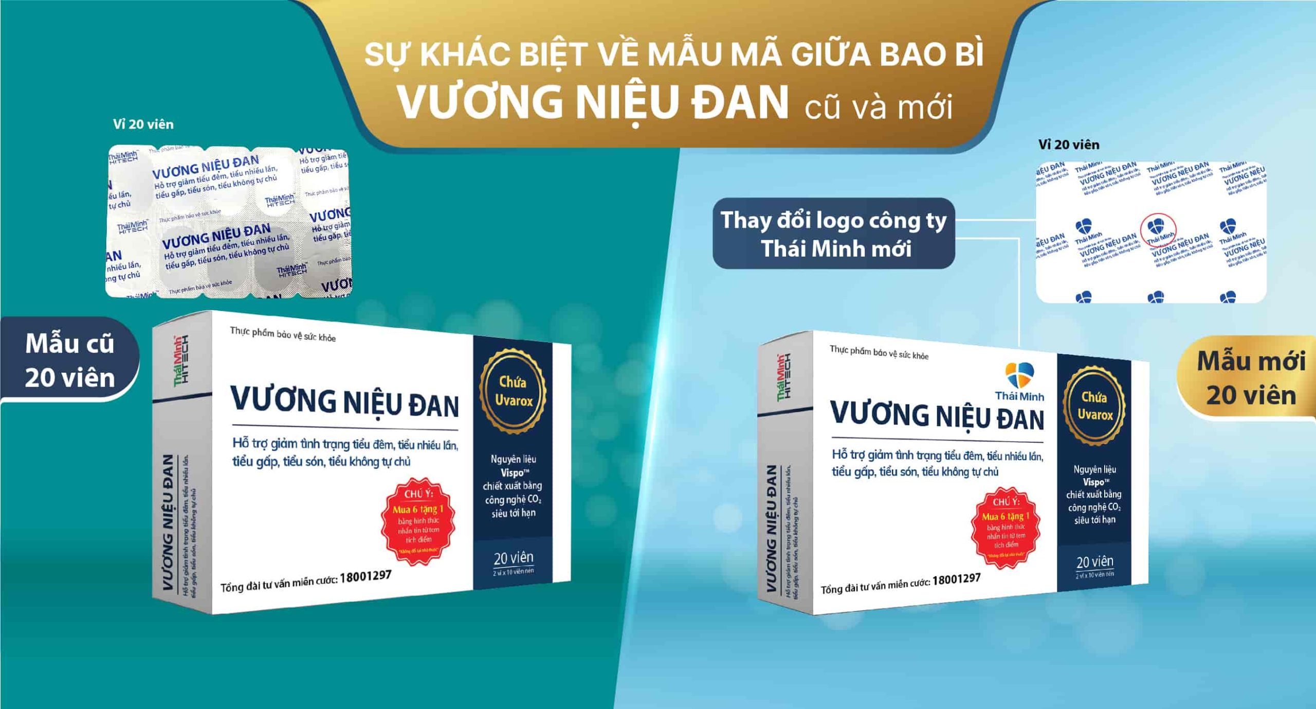 Thông báo thay đổi nhận diện mới trên bao bì Vương Niệu Đan dạng lọ 80 viên và dạng hộp 20 viên 3